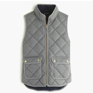 J.Crew Quilted Down Excursion Vest in Flannel Heather Graphite NWOT